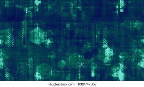 Futuristic Matrix Cyberspace Background with Binary Code. Hi Tech Global Hacker Network Texture. Scientific Futuristic Grunge Pattern. Poster, Advertising Design Background.