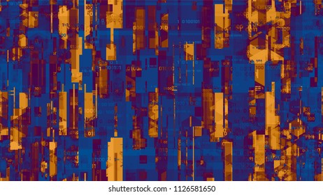 Futuristic Matrix Cyberspace Background with Binary Code. Virtual Info Transfer Texture. Scientific Futuristic Grunge Pattern. Screen, Cover Design Background.