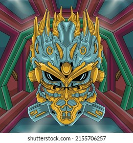 Futuristic mecha max robot head illustration