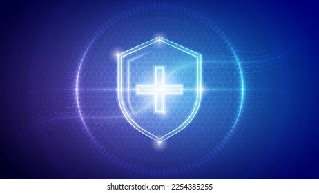 Futuristic Medical Hologram Neon Glow Translucent Protection Defense Shield Backdrop Background Illustration