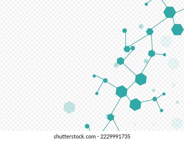 Futuristic Medical Vector Transparent Background. Molecule Scientific Texture. Microbiology Dna Technology Design. Abstract Illustration.