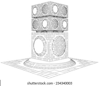 Futuristic Megalopolis City Skyscraper Structure Vector 303