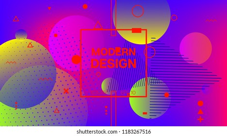 Futuristic Memphis Minimal Cover Vector Template. Bright Gradient Color Overlay, Space Modern Background. Geometric Memphis Elements, Minimal Cover Layout. Vintage Abstract Shapes Corporate Design
