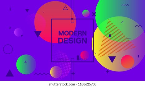 Futuristic Memphis Minimal Cover Vector Template. Neon Color Overlay, Gradient Space Hipster Background. Geometric Memphis Elements, Minimal Cover Layout. Vintage Abstract Shapes Corporate Design