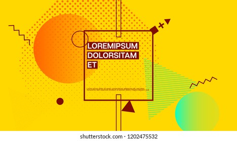 Futuristic Memphis Minimal Cover Vector Template. Neon Color Overlay, Gradient Space Hipster Background. Geometric Memphis Design Elements, Music Poster. Abstract Retro Minimalist Corporate Design