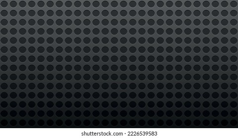 Futuristic metal background. Monochrome vector. Dark texture background. Metal perforated
