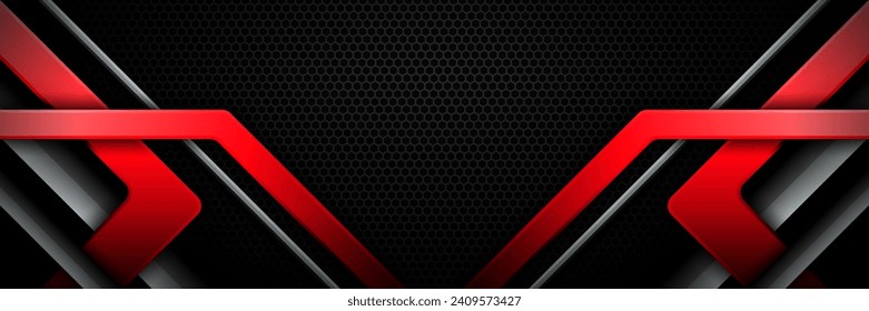 Futuristic Metal and Red Border Game GUI Banner Abstract Backdrop for Gamers and Streamers