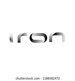 futuristic metallic design, vector word iron