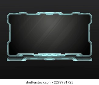 Futuristic metallic live stream overlay webcam screen gui panel frame template