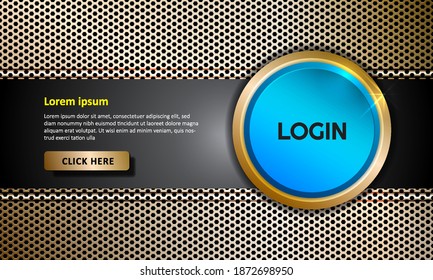 Futuristische metallisch perforierte Technologie mit Button abstraktem Hintergrund. Vektorbanner-Design