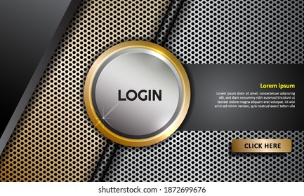 Tecnología perforada metálica futurista con fondo abstracto botón. Diseño de pancartas vectoriales