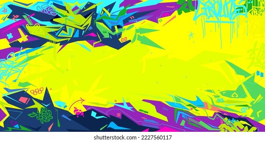 Futuristic Metaverse Cyberpunk Style Colorful Abstract Urban Street Art Graffiti Vector Illustration Template Background