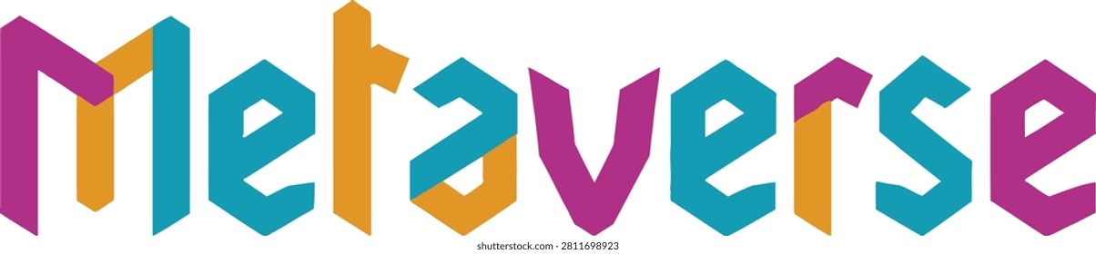 Futuristic Metaverse text in a vibrant digital style with geometric elements and a cool color palette, ideal for technology and virtual reality themes.