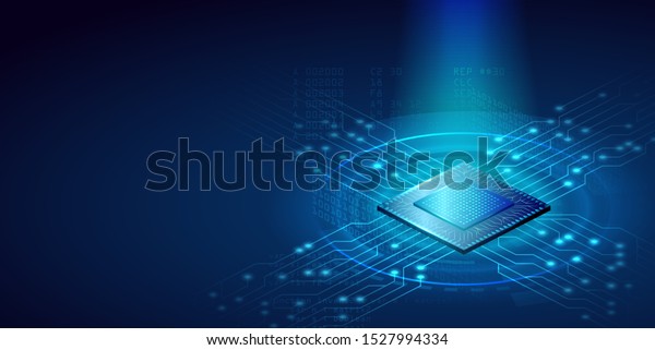 Futuristic Microchip Cpu Blue Lights Effects Stock Vector (Royalty Free ...