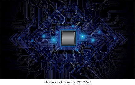 Futuristic microchip processor. CPU Chip on Motherboard. Central Computer Processors CPU concept. Quantum computer, large data processing, database concept. Digital chip.