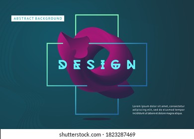 Futuristic minimal background. Neon laser lines sets with 3d objects. Abstract modern design. Vector template. Bright color gradient.