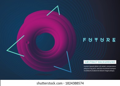 Futurista mínimo fondo. Líneas láser neón con objetos 3d. Resumen de diseño moderno. Plantilla de vectores. Gradiente de color brillante.