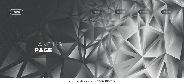 Futuristic Minimal Design. Graphic Polygonal Banner. Metal Geometry Texture. 3d Modern Landing Page. Gradient Minimal Concept. Gray Vector Polygon Wallpaper. Graphic Landing Page. Minimal Poster.