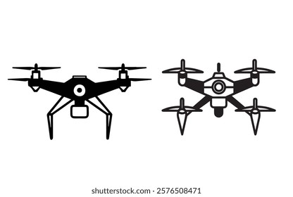 Futuristic minimal flying drone with camera vector illustration logo template
