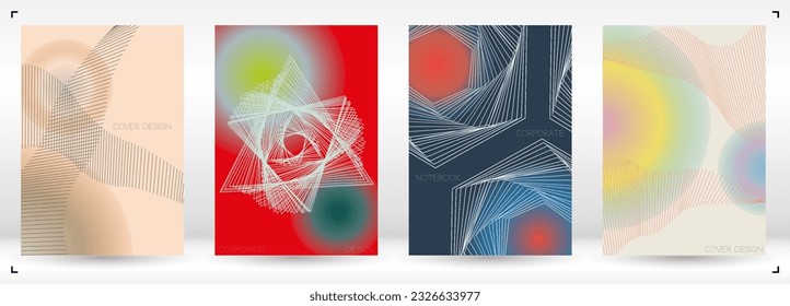 Futuristic Minimal Geometric Vector Poster Design with Lines and Gradient Colorful Circles. Collection of Abstract Backgrounds for Covers, Flyers, Templates, Booklets, Cards, Brochures, Branding, etc.