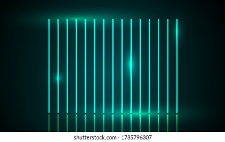 Futurista patrón verde de brillo mínimo. Fondo de líneas de neón brillantes. Moderna textura de luz de estudio. Vector eps10.