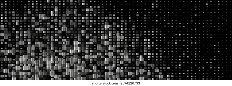 Futuristic minimal tech grey metallic halftones dotted squares abstract background. Geometric vector banner design