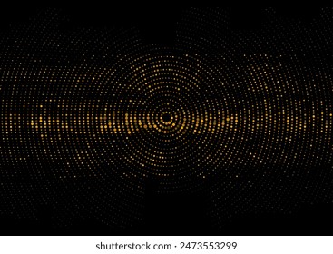 Futuristic minimal tech light golden orange halftones dotted circles abstract background. Geometric vector design