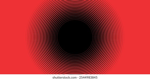 Futuristic minimal tech red black halftones dotted circles abstract background. Geometric vector design
