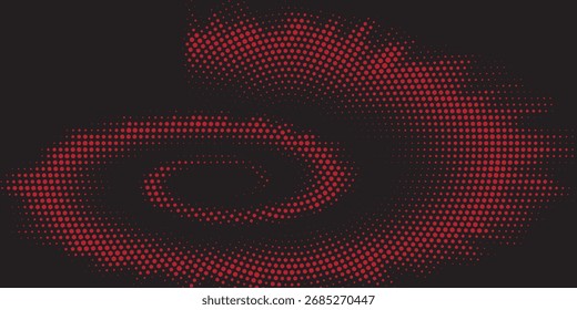 Futurista mínima tecnologia vermelho preto meios-tons pontilhados círculos fundo abstrato. Projeto de vetor geométrico