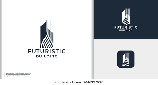 diseño de logotipo de edificio minimalista futurista inspiración con concepto de forma abstracta única.