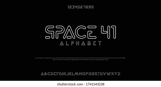 futuristic minimalist display font design, alphabet, typeface, letters and numbers, typography.