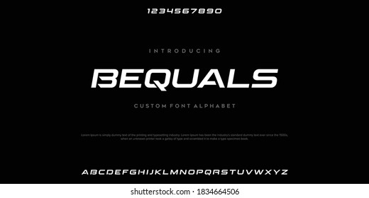 futuristic minimalist display font design, alphabet, typeface, letters and numbers, typography.