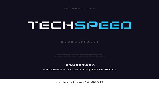 futuristic minimalist display font design, alphabet, typeface, letters and numbers, typography.