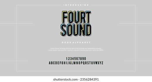 diseño futurista minimalista de fuente de visualización, alfabeto, tipo de letra, letras y números, tipografía.