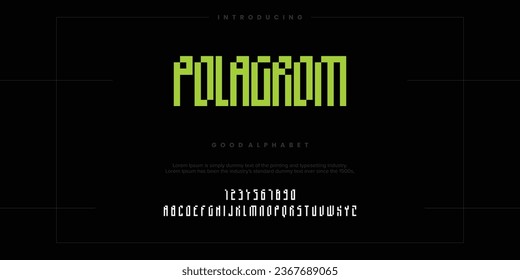 futuristic minimalist display font design, alphabet, typeface, letters and numbers, typography.