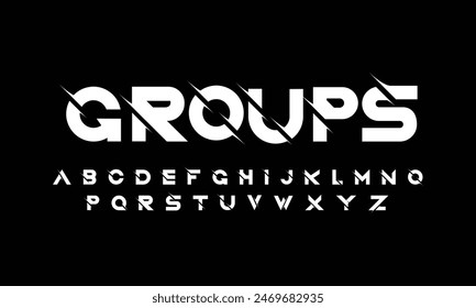 Futuristic minimalist display font design, alphabet, typeface, letters and numbers, typography.