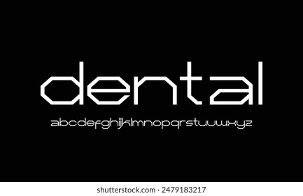 Futuristic minimalist display font design, alphabet, typeface, letters and numbers, typography. Swatch color control.