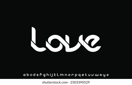 Futuristic minimalist display font design, alphabet, typeface, letters and numbers, typography.