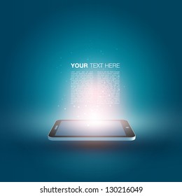 Futuristic Mobile Phone Vector Illustration with Text | EPS10 Design