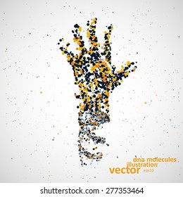 Futuristic model of hand dna, abstract molecule, cell illustration eps10