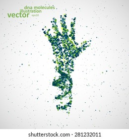 Futuristic model of hand dna, abstract molecule, cell illustration eps10
