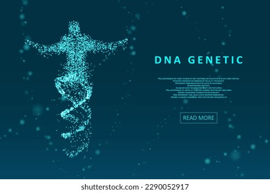 Futuristic model of human dna, abstract molecules. DNA concept structure illustration. Science template for your design.