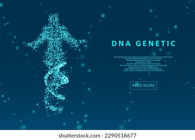 Modelo futurista de adn humano, moléculas abstractas. Ilustración de la estructura conceptual del ADN. Plantilla de ciencia para tu diseño.