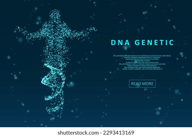 Modelo futurista de adn humano, moléculas abstractas. Ilustración de la estructura conceptual del ADN. Plantilla de ciencia para tu diseño.