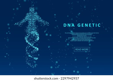 Futuristic model of human dna, abstract molecules. DNA concept structure illustration. Science template for your design.