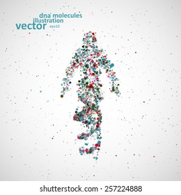 Futuristic model of man dna, abstract molecule, cell illustration eps10