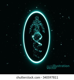 Futuristic model of man dna, abstract molecule, cell illustration eps10