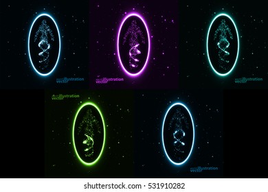 Futuristic model of man dna, abstract molecule, cell illustration eps10