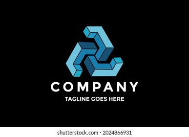 Futuristic Modern 3D Triangle Hub Chain Logo Design Vector