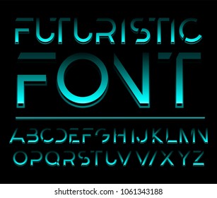 Futuristic modern alphabet. Neon letters with missing elements and shasow. For poster, headline, decorative lettering. Vector illustration.